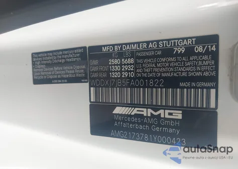 2015 Mercedes-Benz S 63 Amg 4Matic from USA, damaged, VIN WDDXJ7JB5FA001822